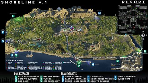 3d Shoreline Map With Calloutsspawnsextractslootscavs And True North