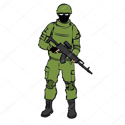 Russian Soldier With Modern Equipment — Stock Vector © Dergriza 107835288