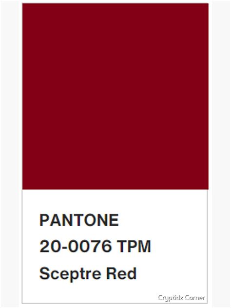 Pantone Colour 20 0076 Tpm Sceptre Red Sticker For Sale By
