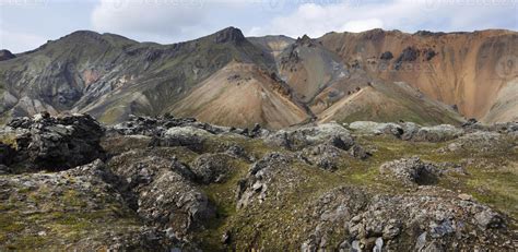 Iceland South Area Fjallabak Volcanic Landscape With Rhyolite
