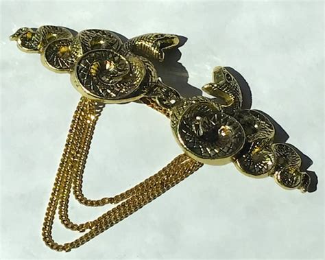 Snake Cloak Clasp Fibula Cape Closure Penannular Gold Only Etsy