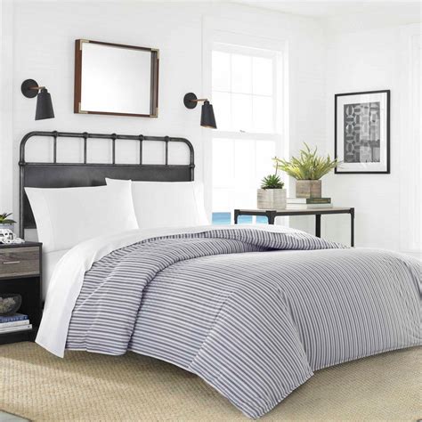 Plot features an open plaid grid pattern in blue on a white ground. Nautica Coleridge Stripe 5-Piece Duvet Cover/Sheet Set ...