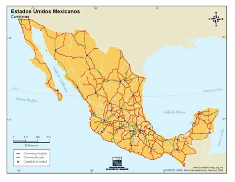 Mapas De MÉxico Con Nombres Ciudades Estados Capitales Carreteras
