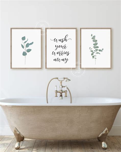 Bathroom Wall Decor Poster Prints Set Of 3 Wall Art Etsy In 2021