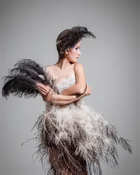 Beautiful Woman With A Dress Of Feathers Photo Mm Stable Diffusion OpenArt