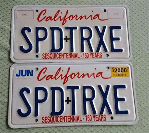 Pair Of California Vanity Personalized License Plates