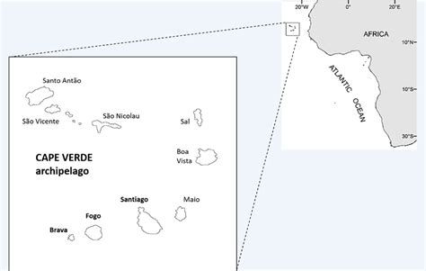 Map With The Location Of The Cape Verde Archipelago Naming The Nine