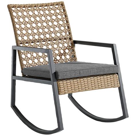 Rugs with fashionable designs & trending colors. Marjorie Brown and Gray Weave Rattan Patio Rocking Chair ...