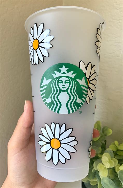 Daisy Cup Flower Starbucks Cup Custom Starbucks Cup Etsy