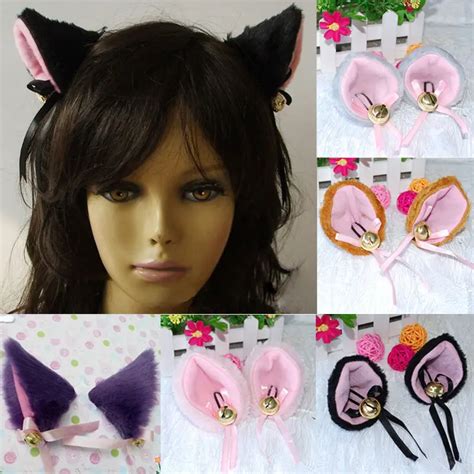 Sweet Cosplay Halloween Party Anime Costume Hair Clip Bell Cat Ears