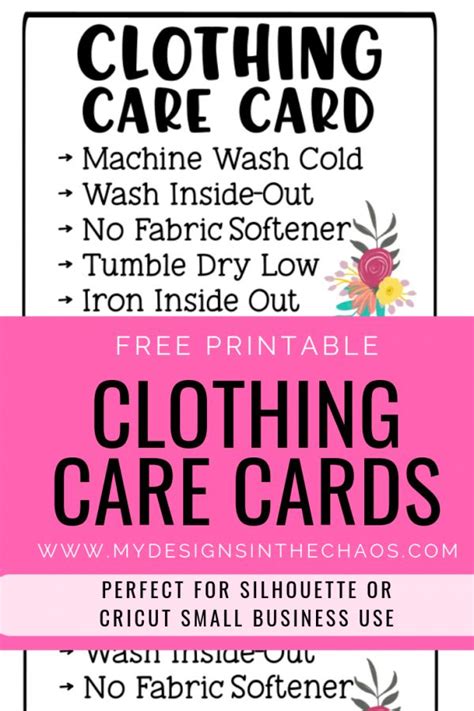 The clothing care card attached below are perfect to print out and place in your handmade packages. Printable Clothing Care Cards | Clothing care, Printable business cards, Printable vinyl
