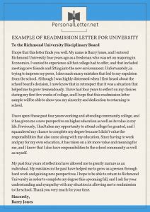 Damato, i am submitting this letter in interest of the position of academic dean as advertised. Readmission Letter for University: Secrets to Be Accepted