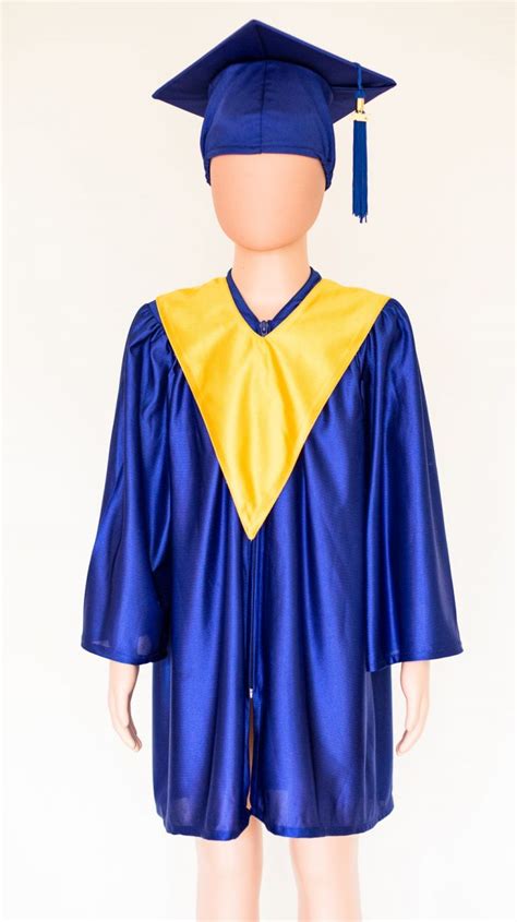 Pre School Cap And Gown Royal Blue With Gold Overhead Stole Celtic