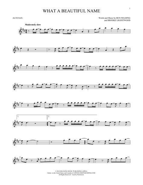 what a beautiful name sheet music hillsong worship alto sax solo