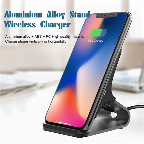 Qi Wireless Charger Aluminum Metal Mobile Phone Holder For Iphone X