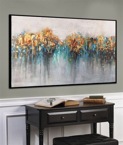Large Framed Wall Art For Living Room Abstract Painting Gray Etsy