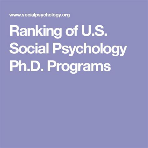 Ranking Of Us Social Psychology Phd Programs Psychology Phd Social