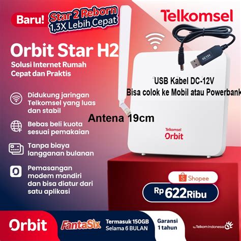 Jual Telkomsel Orbit Star H2 Modem WiFi 4G Free 150GB Penerus Orbit