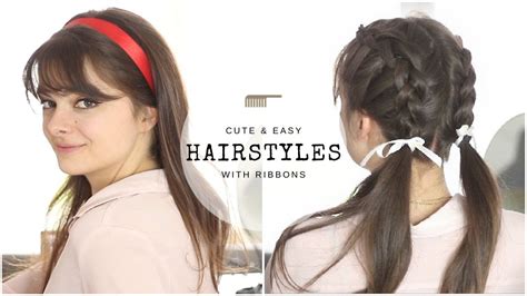 10 Cute And Easy Hairstyles With Ribbons Youtube