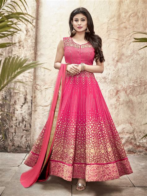 Buy indian clothes online in uk from kalaniketan uk at cheap prices with free shipping. Pink Embroidered Georgette Anarkali Suit for Women ...