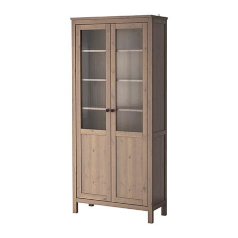 Hemnes Cabinet With Panelglass Door Gray Brown Ikea