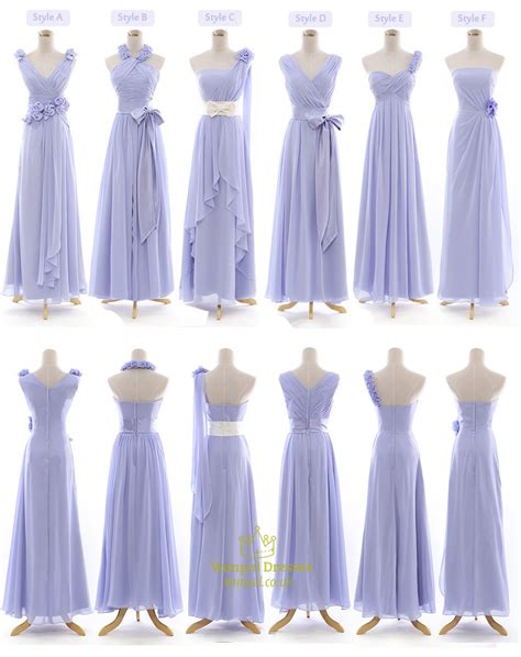 Lilac Bridesmaid Dresses Chiffon One Shoulder With Sleeves