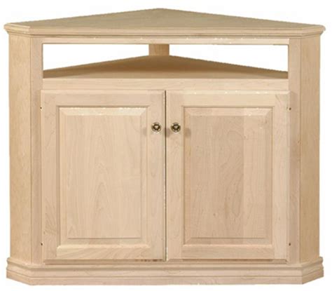 Our cabinets also feature dove tail drawers, 6 way adjustable hinges, and can be painted or stained. UNFINISHED TRADITIONAL CORNER TV CABINET - RAISED PANEL ...