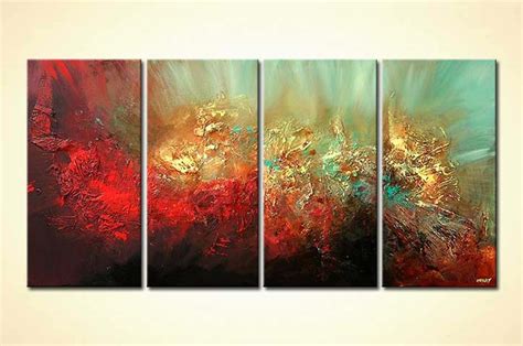 Painting Textured Red And Gold Abstract Painting Multi