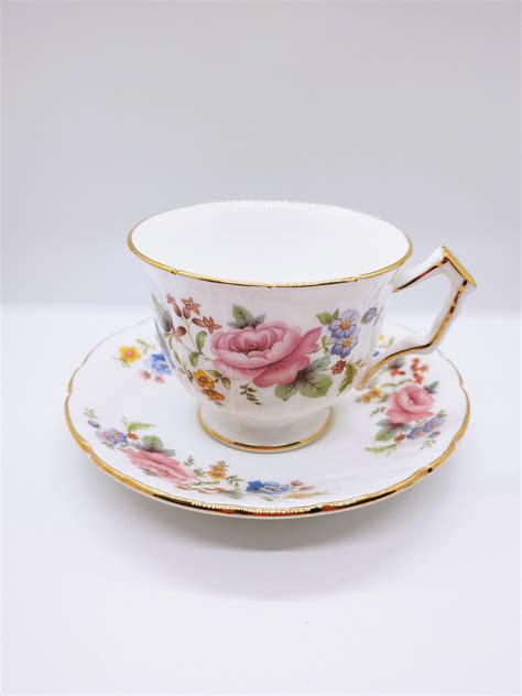 Vintage Aynsley Pink Rose Cup And Saucer Delicate Roses Adn Etsy Canada