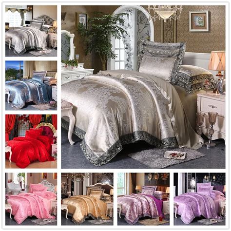 White Silver Coffee Jacquard Luxury Bedding Set Queenking Size Bed Set