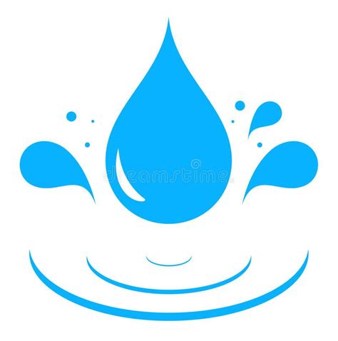 Water Droplet And Grass Vectors Icon With Blue Water Drop Stock