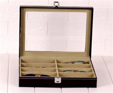 2021 New Eyeglass Sunglasses Storage Box With Window Imitation Leather Glasses Display Case
