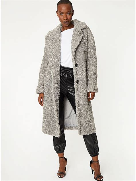 Grey Borg Fleece Longline Coat Women George At Asda