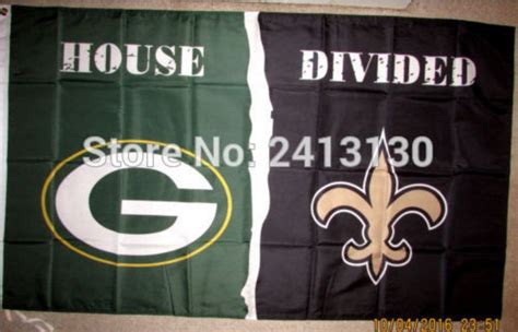 Green Bay Packers Vs New Orleans Saints House Divided Rivalry Flag 90x150cm