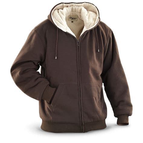 Sherpa Fleece Lined Full Zip Hooded Sweatshirt 213171
