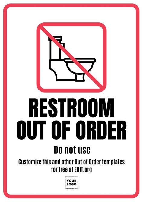 Restroom Out Of Order Do Not Enter Sign With Symbol NHE 37447