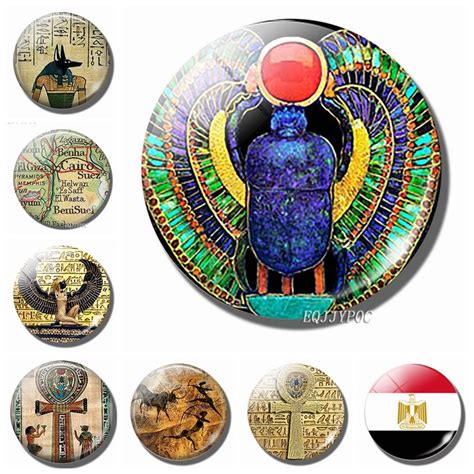 50mm Ancient Egypt Fridge Magnets Glass Scarab Isis Anubis Cleopatra