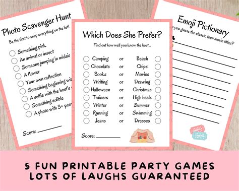 5 Printable Sleepover Games Party Games For Teenage Girls And Etsy Uk