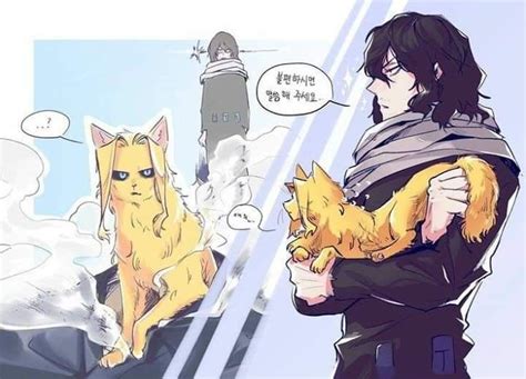 Haha The Adventures Of Mr Aizawa And All Might Cat 😍 My Hero