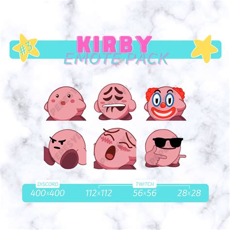 Kirby Emote Pack 3 Discord Twitch Descarga InstantÁnea Etsy México