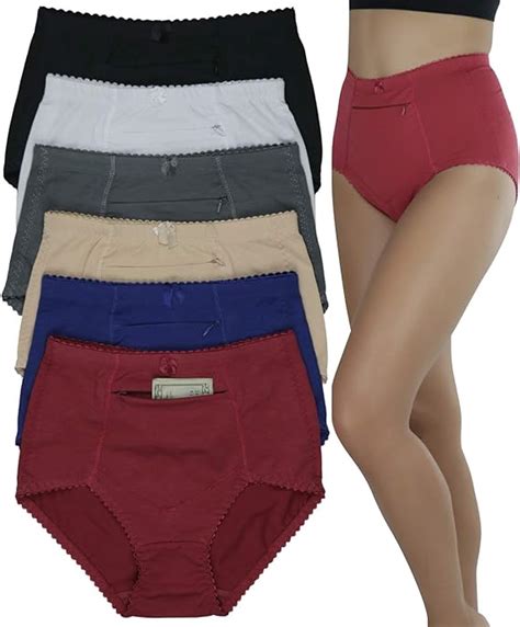 Tobeinstyle Womens High Waisted Zippered Front Pocket Colored Girdle Panties Briefs At Amazon