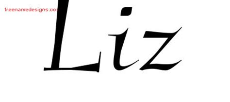 Elegant Name Tattoo Designs Liz Free Graphic - Free Name Designs