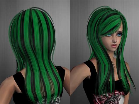 The Sims Resource Streaked Hair Green