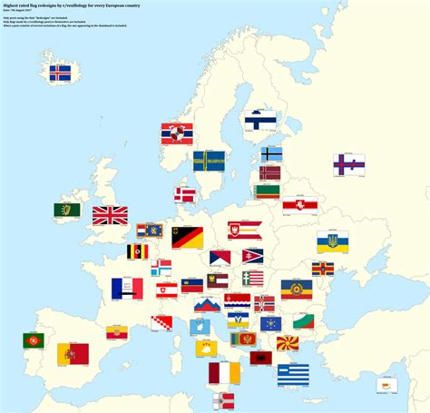 Highest Rated Flag Redesign By Rvexillology For Every European Country