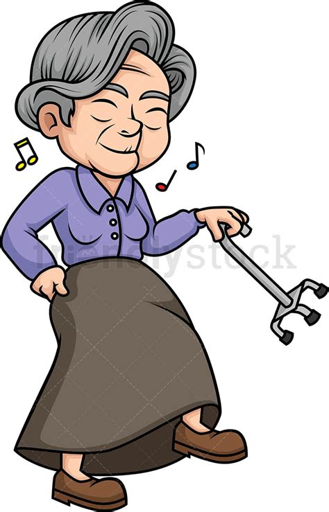 Old Lady Dancing Cartoon Clipart Vetorial Friendlystock