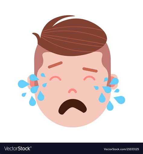 Boy Head Emoji Personage Icon With Facial Emotions