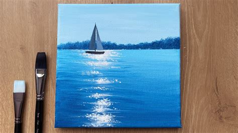 Acrylic Painting Boat On Sea Seascape Acrylic Painting For Beginners