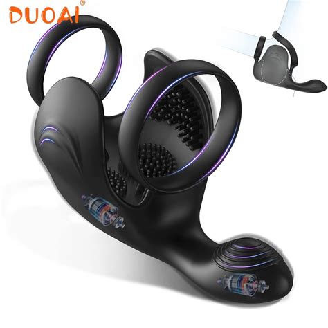 4 In 1 Cock Ring Perineum And Testicles Vibrator Delay Ejaculation Erection Penis Ring Sex Toys