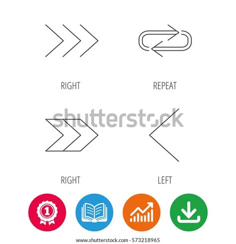 Arrows Icons Right Direction Repeat Linear Stock Vector Royalty Free