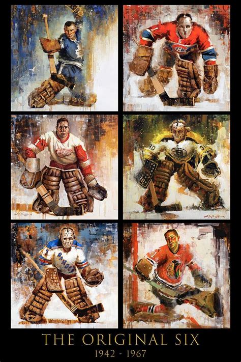 Original Six Hockey Team Goalies Canvas Print Art By Jerry R Markham